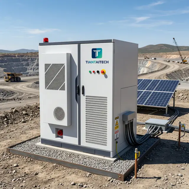 TiantaiTech commercial battery cabinet at a solar site