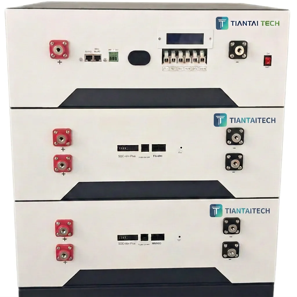 Stacked TiantaiTech residential battery modules