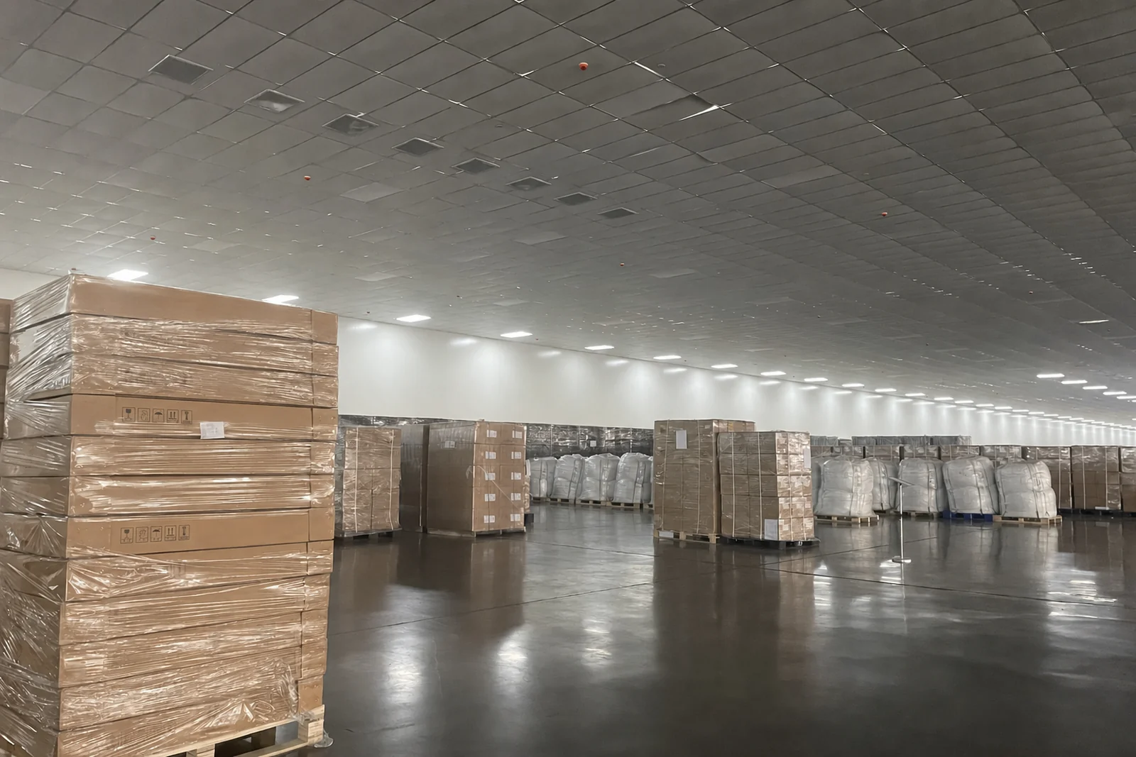 Packaged goods prepared for export dispatch